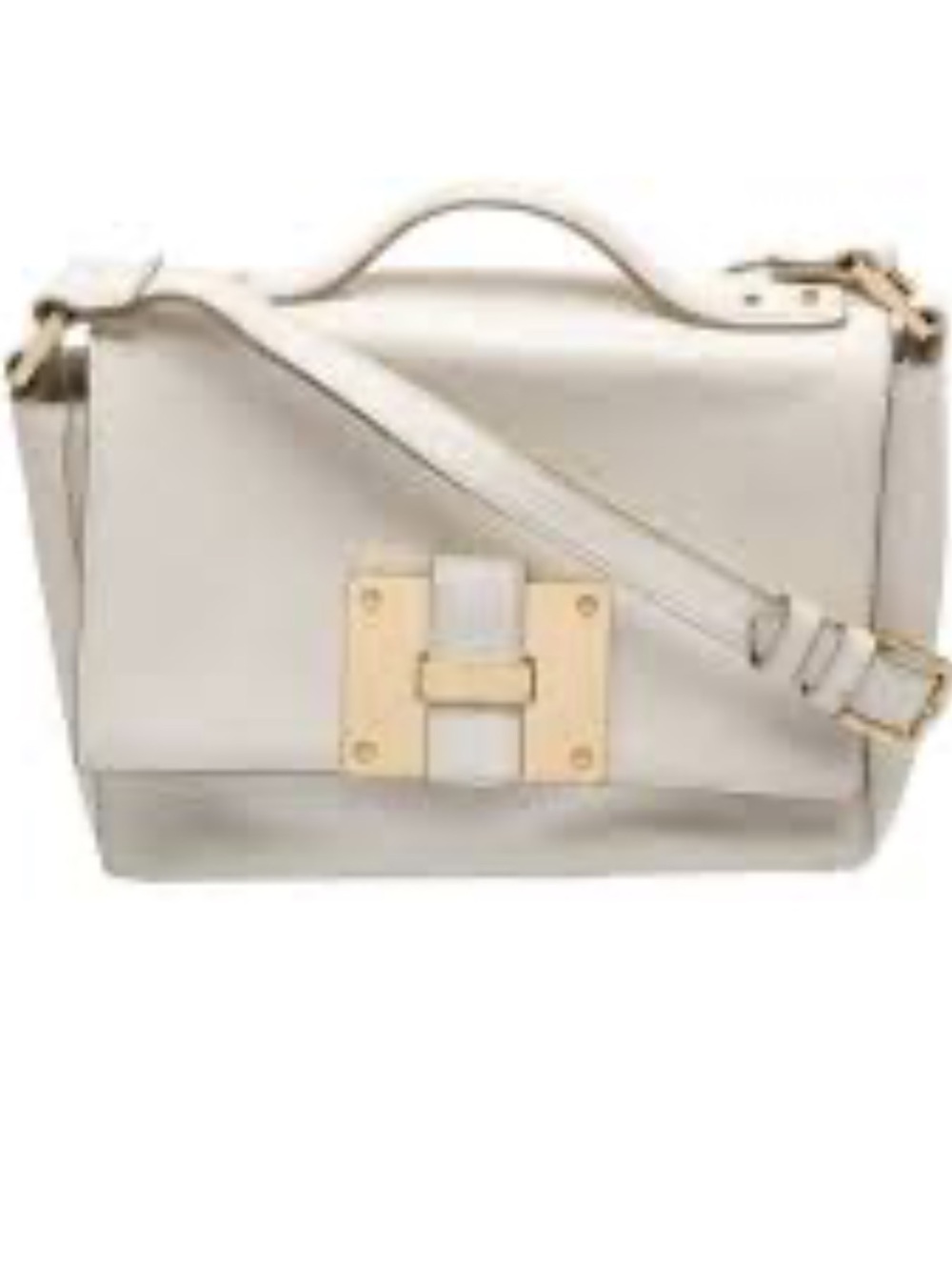 India Hicks White Leather Crossbody Bag with Gold Hardware